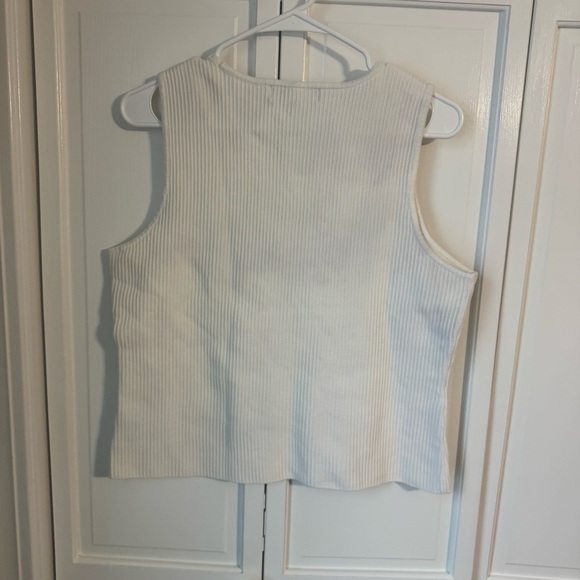 Marled White Ribbed Tank Top - Picture 3 of 3